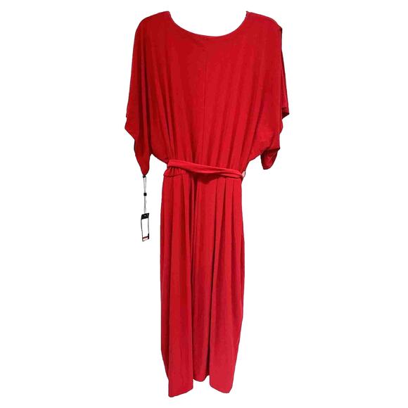 NWT Sz 22 Plus Size Tommy Hilfiger Womens Midi Formal Fit & Flare Dress. Red. - Picture 2 of 4
